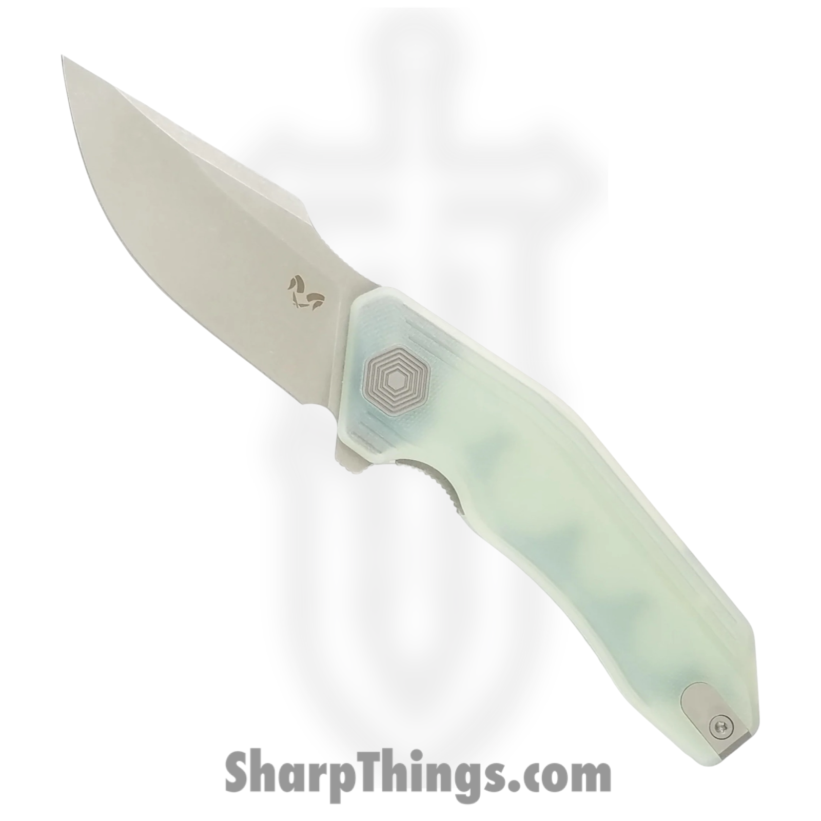 Damned Designs - DMN001GJ - Basilisk - Folding Knife - 14C28N Stonewash Drop Point - G10 - Jade