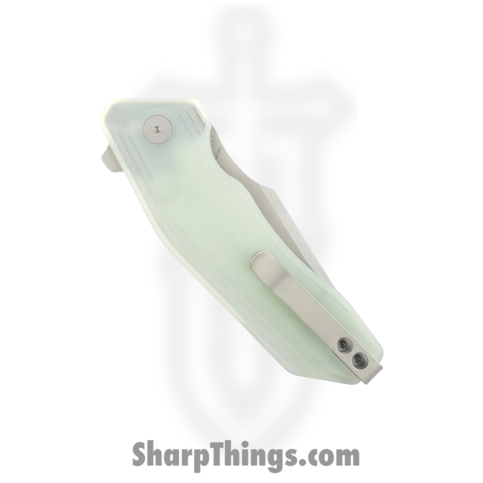 Damned Designs - DMN001GJ - Basilisk - Folding Knife - 14C28N Stonewash Drop Point - G10 - Jade - Image 4