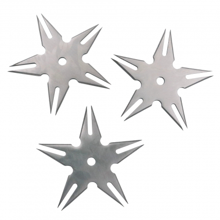 Misc – TS-9108-SL – 3 Piece Throwing Star Set with Case – Silver
