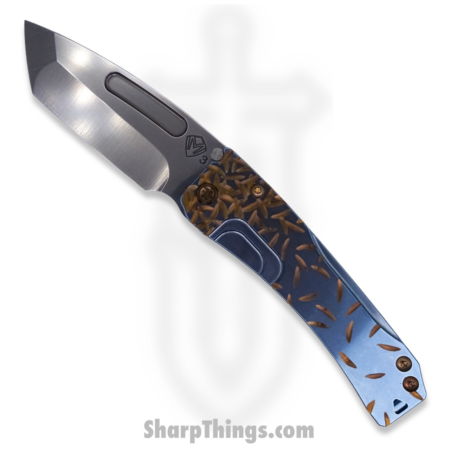 Medford Knife – MK2013TT-37A2-T1C1-Q4 – Slim Midi Tanto Folder – Tumbled 3V – “Jasmine Fade” Aqua and Bronze
