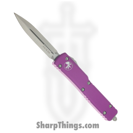 Microtech – 147-4VI – UTX-70 – OTF Auto – M390 Satin Dagger – 6061-T6 Aluminum – Violet
