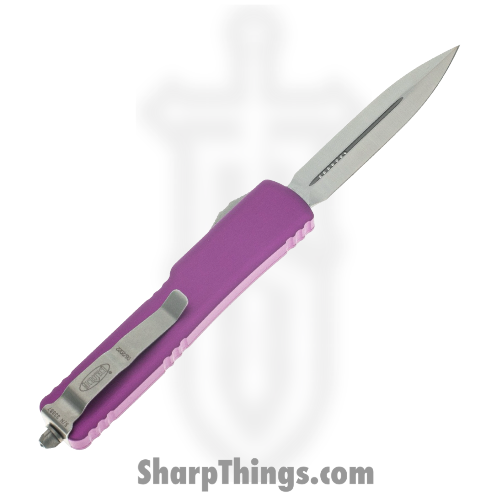 Microtech - 147-4VI - UTX-70 - OTF Auto - M390 Satin Dagger - 6061-T6 Aluminum - Violet - Image 2