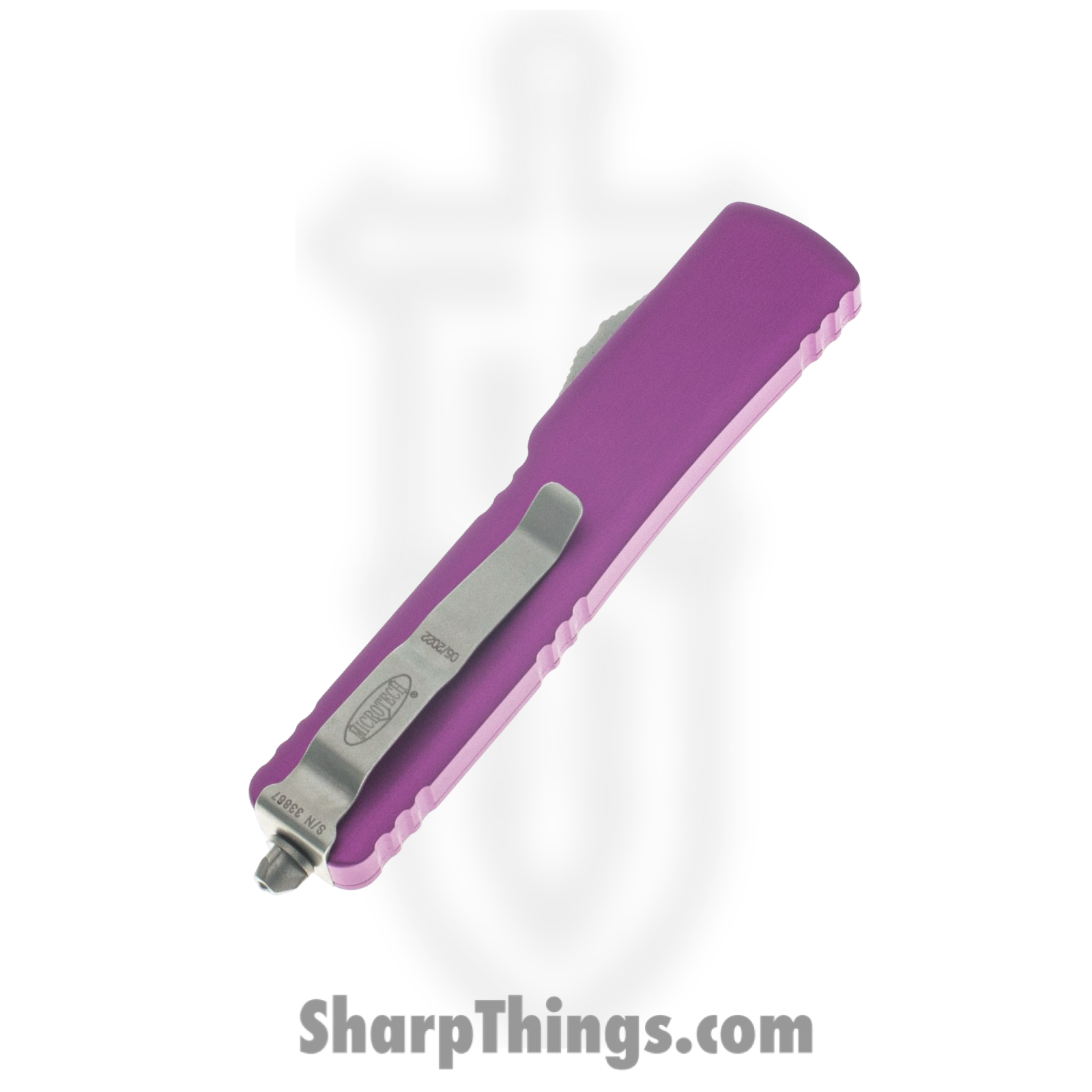Microtech - 147-4VI - UTX-70 - OTF Auto - M390 Satin Dagger - 6061-T6 Aluminum - Violet - Image 4