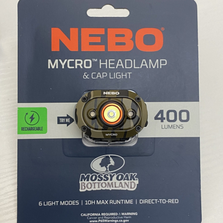 NEBO – NEB-HLP-1004 – MYCRO 400lm Rechargeable LED Headlamp – Mossy Oak Camo
