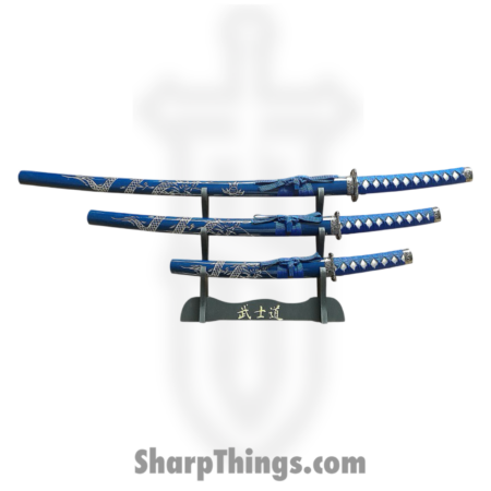 VOC – RT-5003BL – 3 Piece Samurai Sword Set – Blue