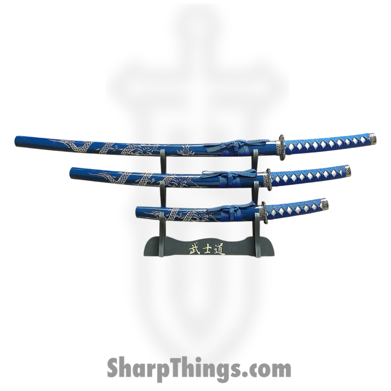 VOC - RT-5003BL - 3 Piece Samurai Sword Set - Blue