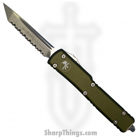 Microtech – 149-12OD – UTX-70 Serrated Tanto Stonewash Knife – 6061-T6 Aluminum – OD Green