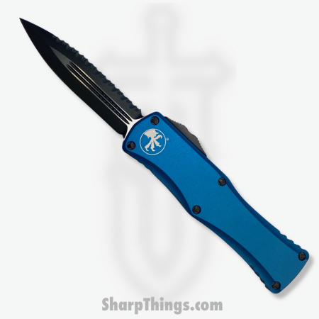 Microtech – 702-3BL – Hera OTF Automatic D/E Serrated Knife – Aluminum – Black and Blue