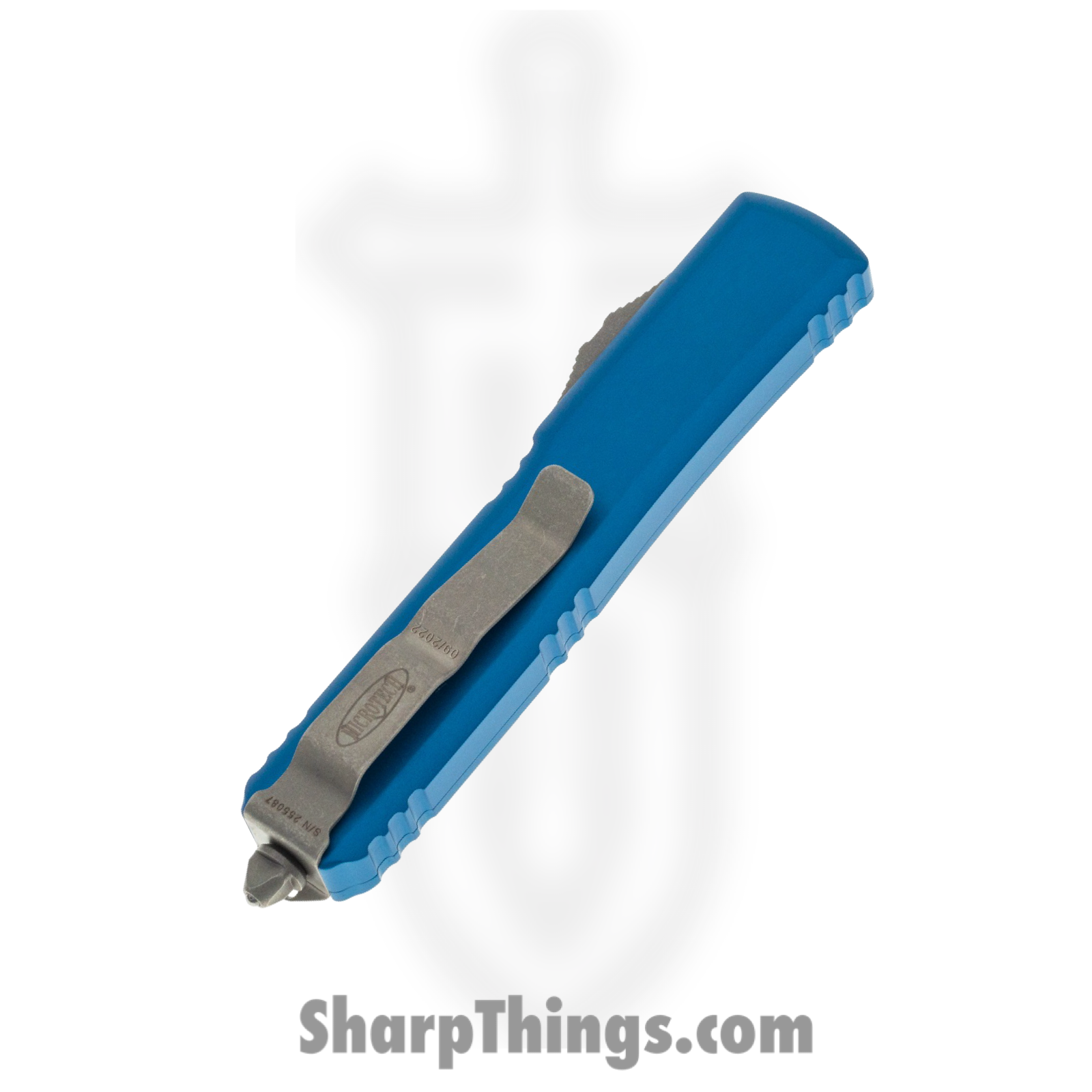 Microtech - 120-11APBL - Ultratech - OTF Auto - Elmax, M390, 204P Two Tone Bayonet - 6061-T6 Aluminum - Blue - Image 4