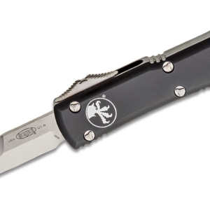 Microtech – 120-4 – Ultratech – OTF Auto – Elmax, M390, 204P Satin Bayonet – 6061-T6 Aluminum – Black