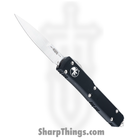 Microtech – 120-4 – Ultratech – OTF Auto – Elmax, M390, 204P Satin Bayonet – 6061-T6 Aluminum – Black