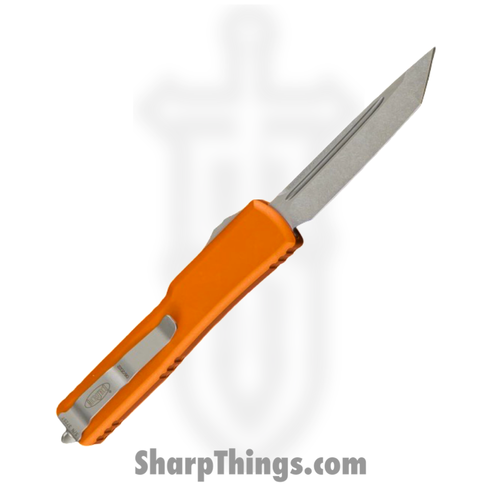 Microtech - 149-10OR - UTX-70 - OTF Auto - Elmax, M390, 204P Stonewash Tanto - 6061-T6 Aluminum - Orange - Image 2