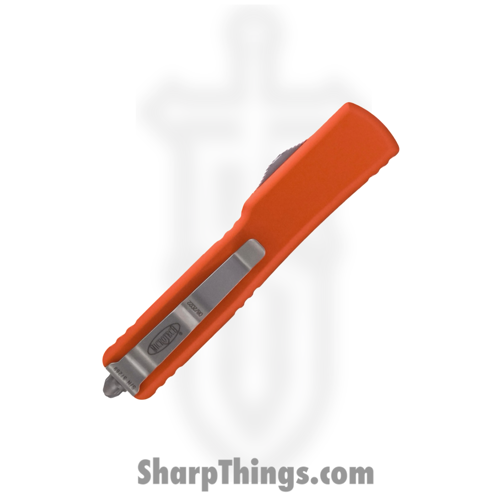 Microtech - 149-10OR - UTX-70 - OTF Auto - Elmax, M390, 204P Stonewash Tanto - 6061-T6 Aluminum - Orange - Image 4