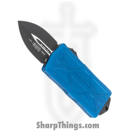 Microtech – 157-1BL – Exocet – OTF Auto – Elmax, M390, 204P Coated Dagger – 6061-T6 Aluminum – Blue