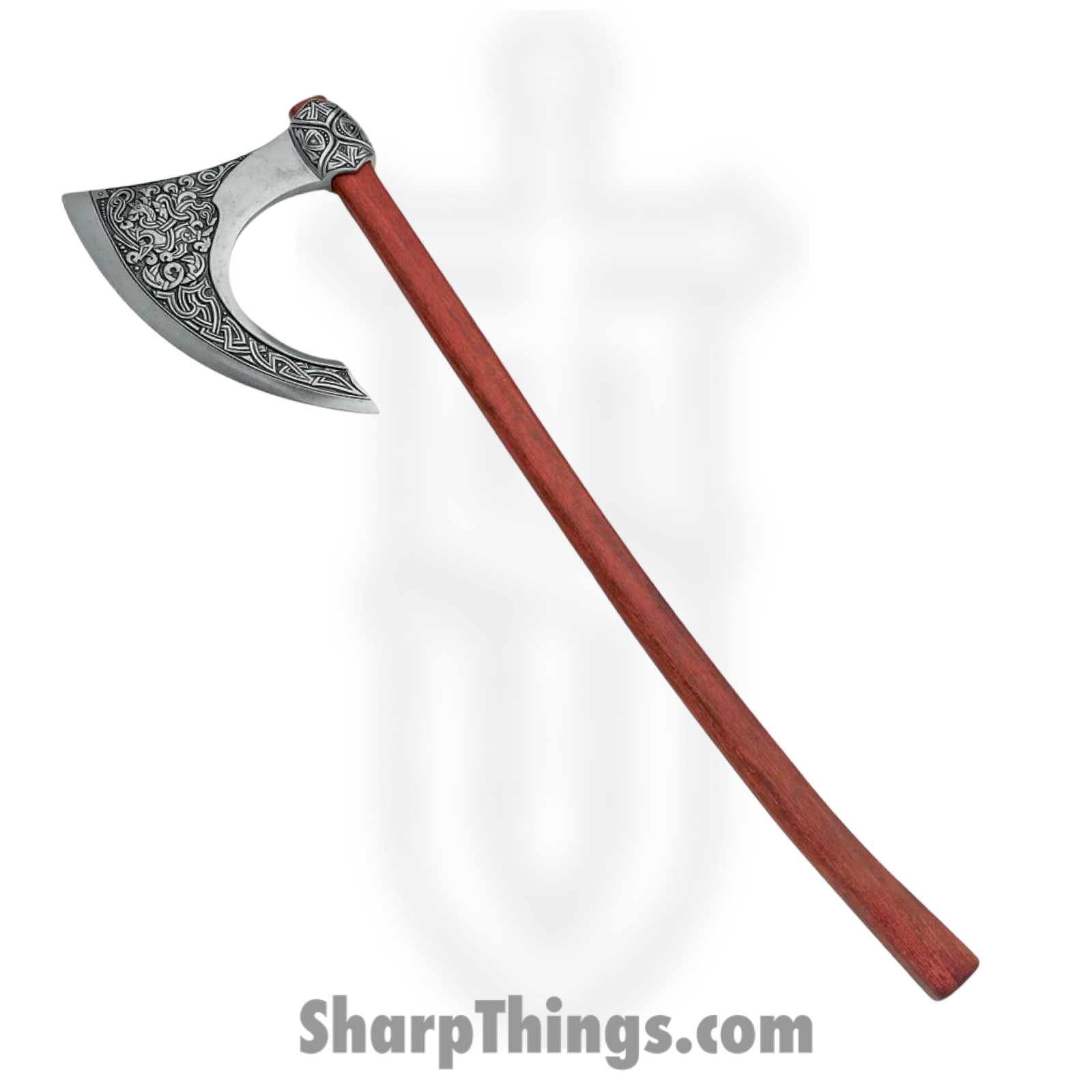 Denix - DX628G - Viking Battle Axe - Steel Scroll Work - Wood - Brown
