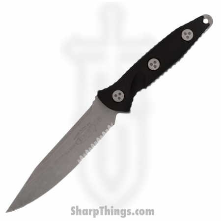 Microtech – 113M-11AP – Socom Alpha Mini Partially Serrated Fixed Blade Knife – Apocalyptic G10 – Black