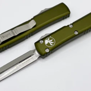 Microtech – 223-4OD – Ultratech – OTF Auto – Elmax, M390, 204P Satin Spartan – 6061-T6 Aluminum – OD Green