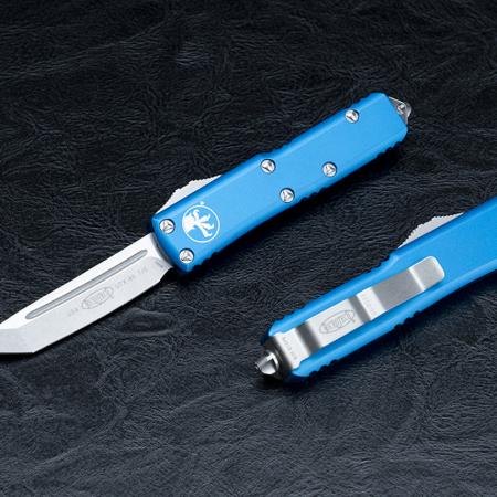 Microtech – 233-10BL – UTX-85 Automatic OTF Tanto Stonewash Knife – Blue