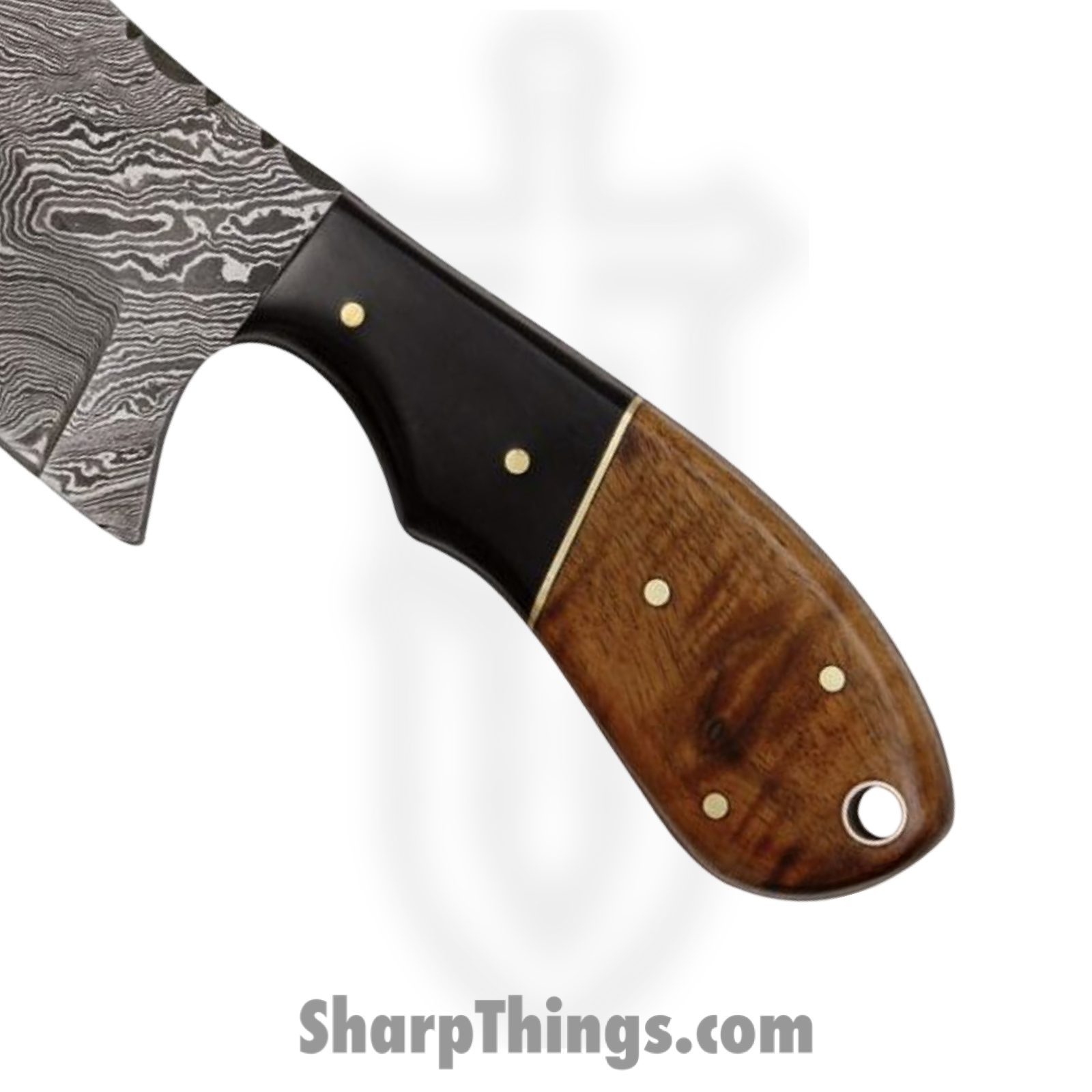 Damascus - DM1062 - Butcher - Fixed Blade Knife - Damascus Wharncliffe - Buffalo Horn - Brown Black - Image 3