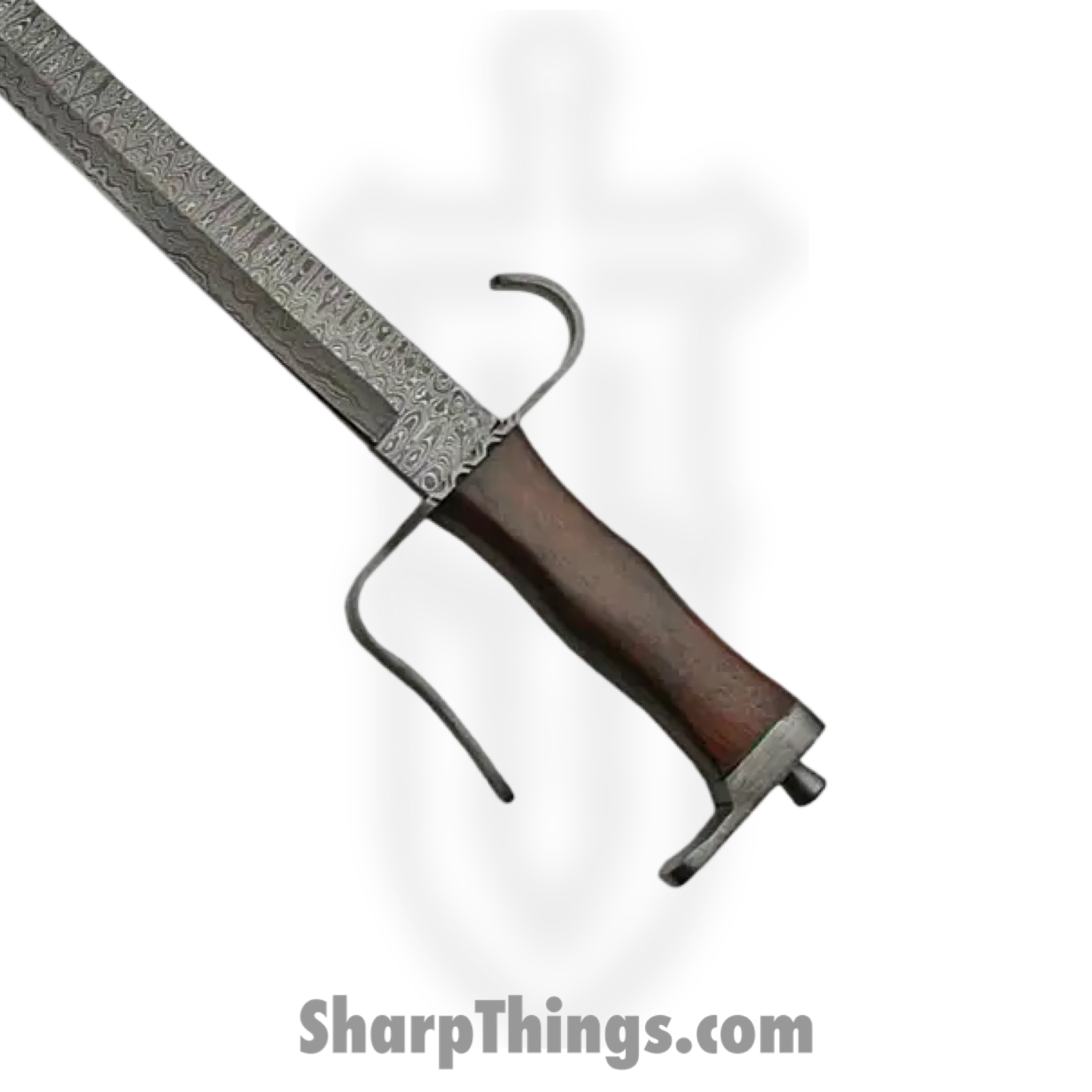 Damascus - DM5009 - Short Sword - Fixed Blade Knife - Damascus Clip Point - Rosewood - Brown - Image 3