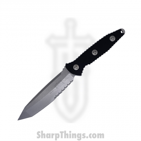 Microtech – 114-11 – Socom Alpha Tanto Edge Stonewash Partial Serrated Blade – Black