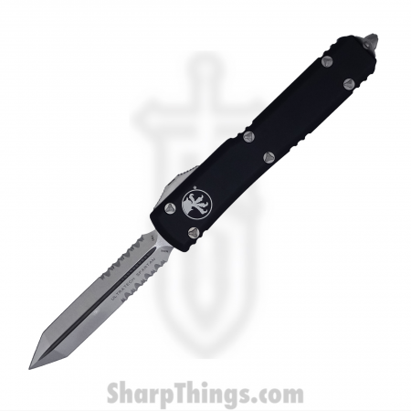 Microtech – 223-11 – Ultratech Spartan OTF Automatic Serrated Stonewash Knife – Black