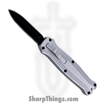 VOC – M-6-SR – Might Mini – OTF Auto – Stainless Coated Dagger – Aluminum – Gray
