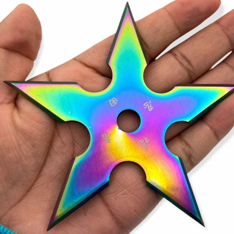 Misc - TS-9111-RB-4 - 4 inch 5 Point Throwing Star Ninja Shuriken - Rainbow - Image 2