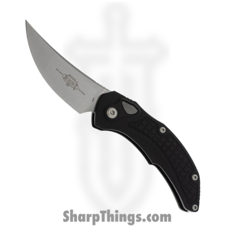 Microtech – 268A-10 – Brachial – OTF Auto – M390 Stonewash Trailing Point – Milled 6061-T6 Aluminum – Black