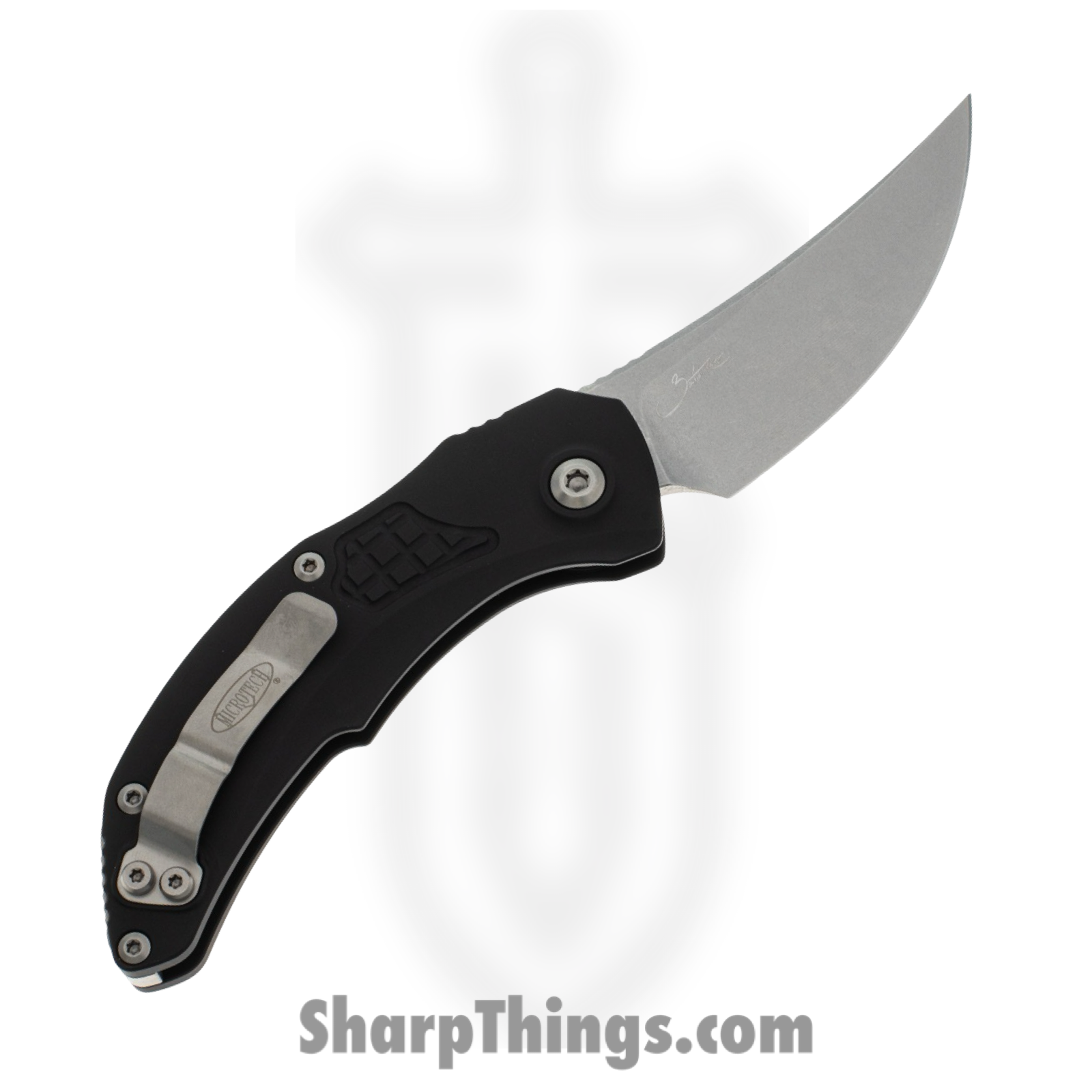 Microtech - 268A-10 - Brachial - OTF Auto - M390 Stonewash Trailing Point - Milled 6061-T6 Aluminum - Black - Image 2