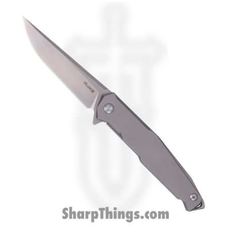 Ruike – RKEM108TZ – Framelock Beta Plus – Folding Knife – 154CM Blasted Clip Point – Titanium – Gray