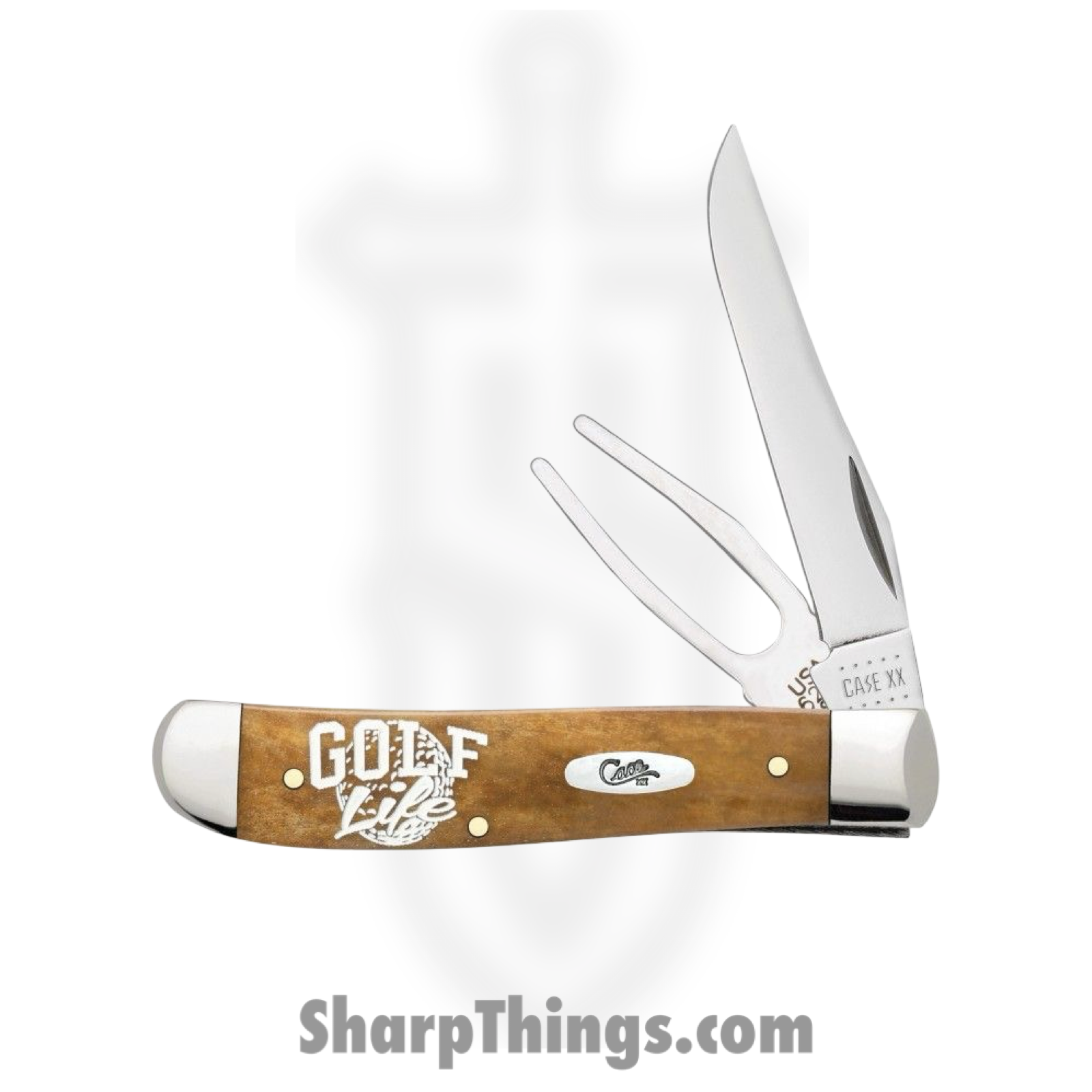 Case Cutlery - CA27820 - Mini Trapper Golf Gift Set - Folding Knife - Tru-Sharp Stainless Polished Clip Point - Antique Bone - Brown - Image 2