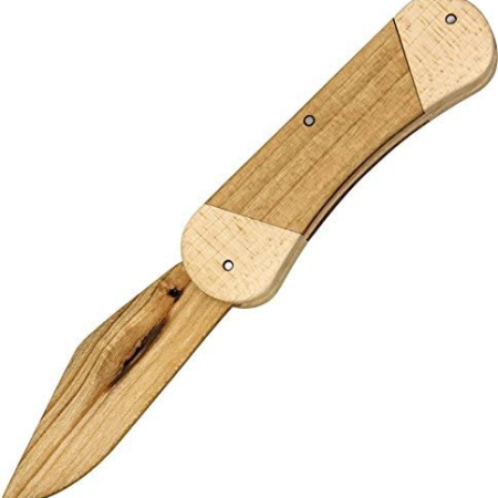 JJ’s Knife Kit – JJ1 – Canoe Knife Kit – Folding Knife – Maple  Clip Point – Maple with Cherry Inlay – Brown