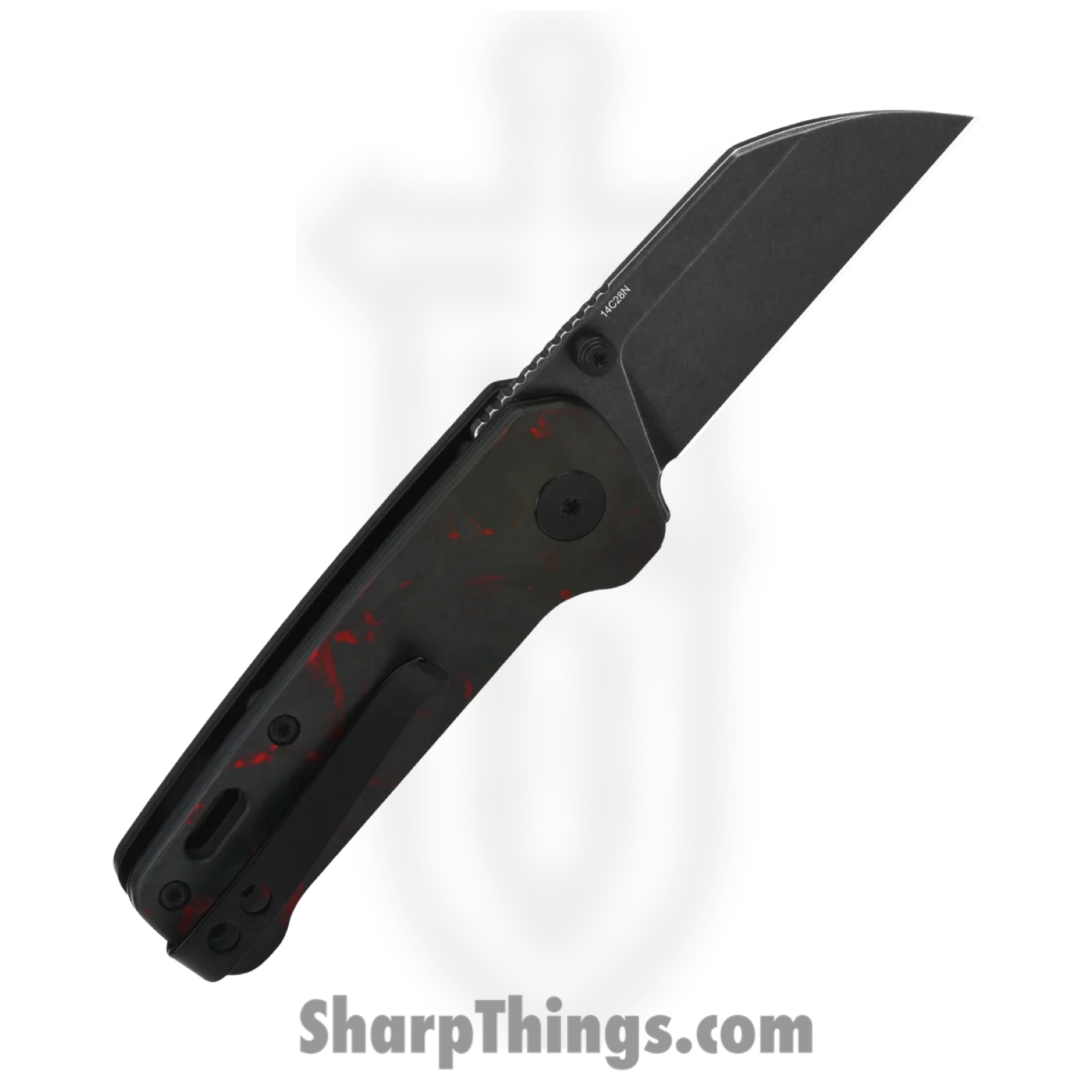 QSP - QS130XSE2 - Mini Penguin - Folding Knife - 14C28N Coated Sheepsfoot - Carbon Fiber - Black/Red - Image 2