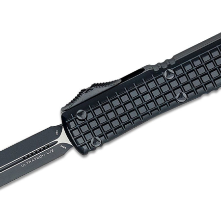 Microtech – 122-1TFRS – Ultratech Double Edge Full Frag Tactical – OTF Auto – Coated Dagger – 6061-T6 Aliuminum – Black