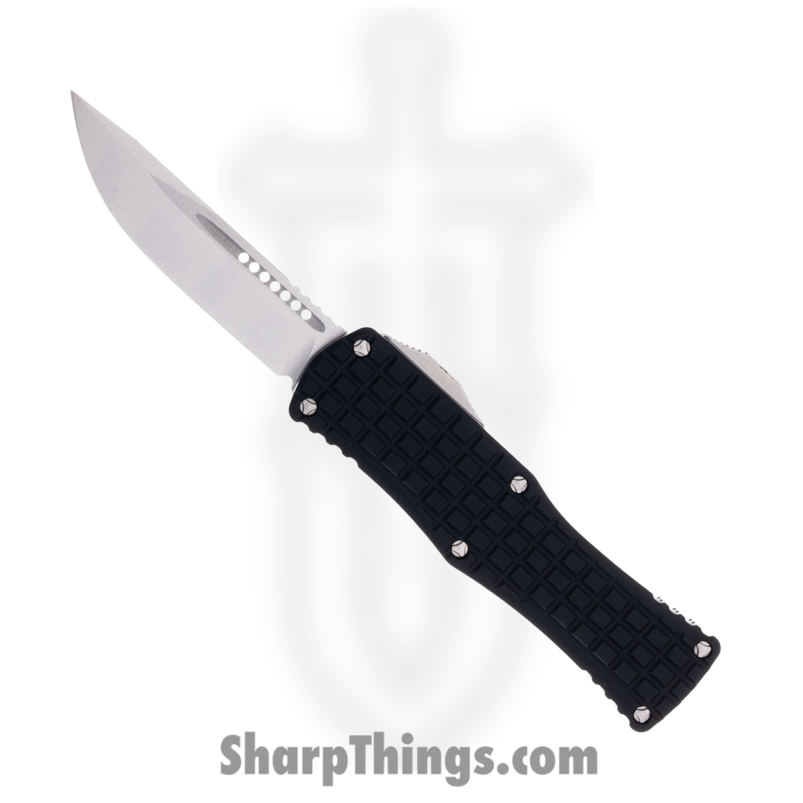 Microtech - 703-10FRS - Hera - OTF Auto - M390 Stonewash Drop Point - 6061-T6 Aluminum/Frag - Black