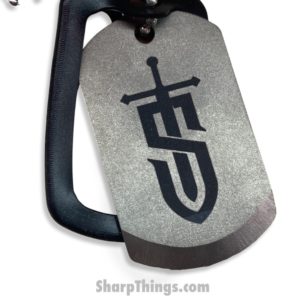 Attn2Detail – A2DSharpTag – Sharp Things Dog Tag – Titanium – with chain and silencer