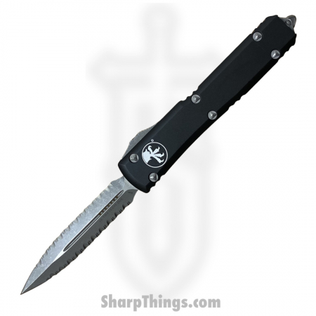 Microtech – 122-D12AP – Ultratech D/E Double Fully Serrated OTF Apocalyptic Knife – Black
