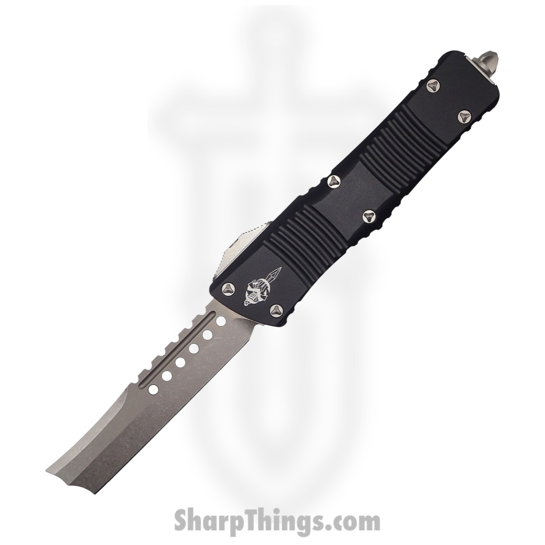 Microtech - 219R-10S - Combat Troodon - OTF Auto - Elmax, M390, 204P Stonewash Hellhound Razor - 6061-T6 Aluminum - Black