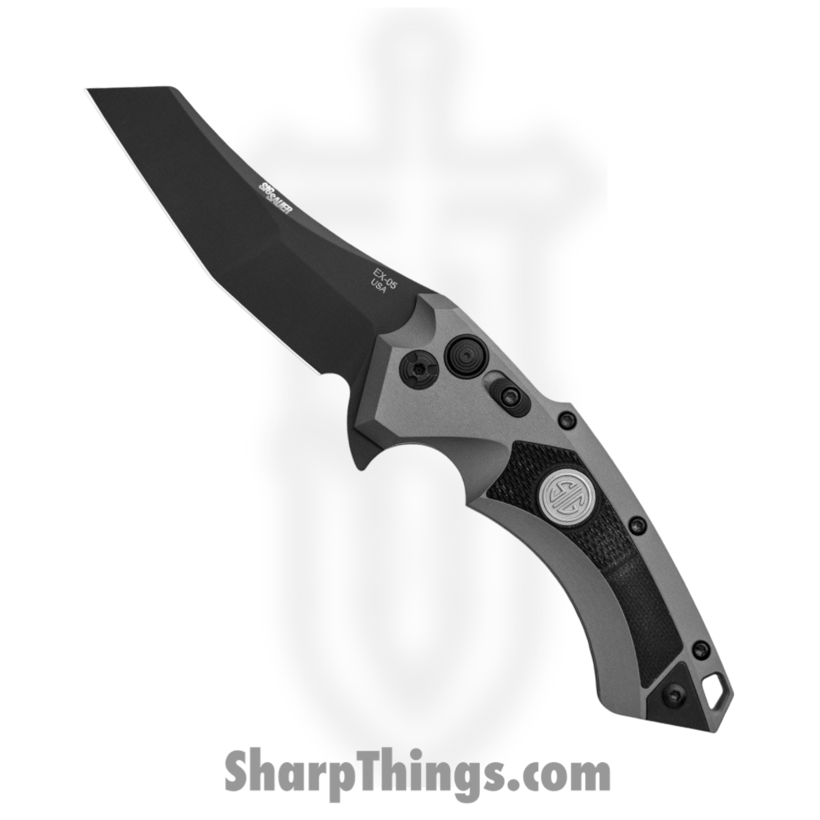 Hogue Knives - 36562 - Elishewitz X5 SIG Emperor Scorpion - Folding Knife - CPM 154 Coated Modified Wharncliffe - 6061-T6 Aluminum/G10 - Grey/Black