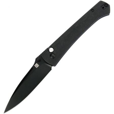 Artisan Cutlery – ATZ1856PMBK – Andromeda Button Lock Folding Knife – S35VN Micarta – Black