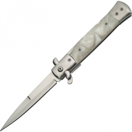 Rite Edge – CN300342WH – Stiletto Linerlock A/O Blade Knife – Stainless – White