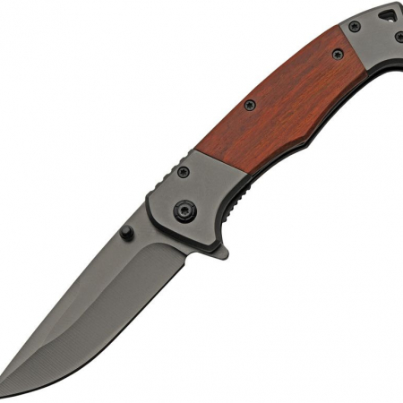 Rite Edge – CN300537 – Sleek Linerlock Folding Knife – Titanium Coated Stainless – Wooden Brown