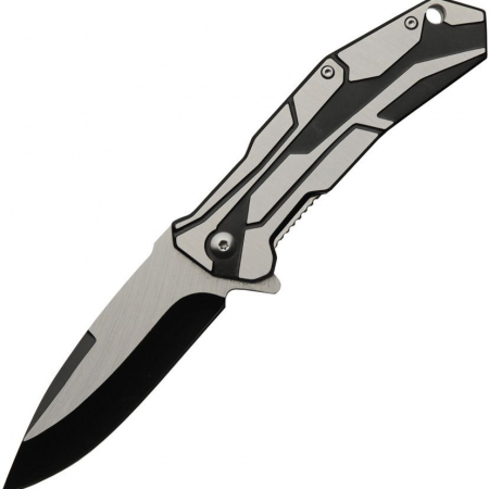 Rite Edge – CN300541BK – Raider Linerlock A/O Two Tone Stainless Steel Knife – Black and Grey