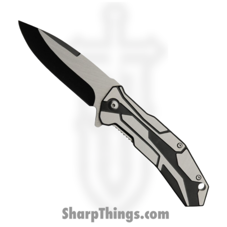Rite Edge – CN300541BK – Raider – Folding Knife – Stainless Two Tone Drop Point – Stainless – Black/Silver