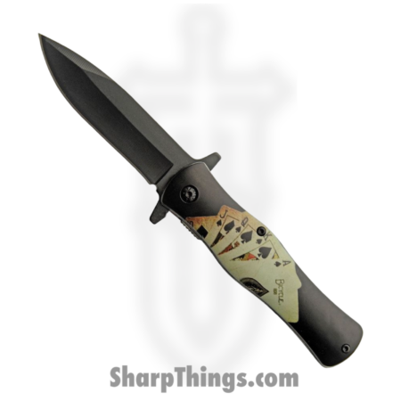 Rite Edge – CN300562CD – Gambler – Folding Knife – Stainless Coated Dagger – ABS – Black/White