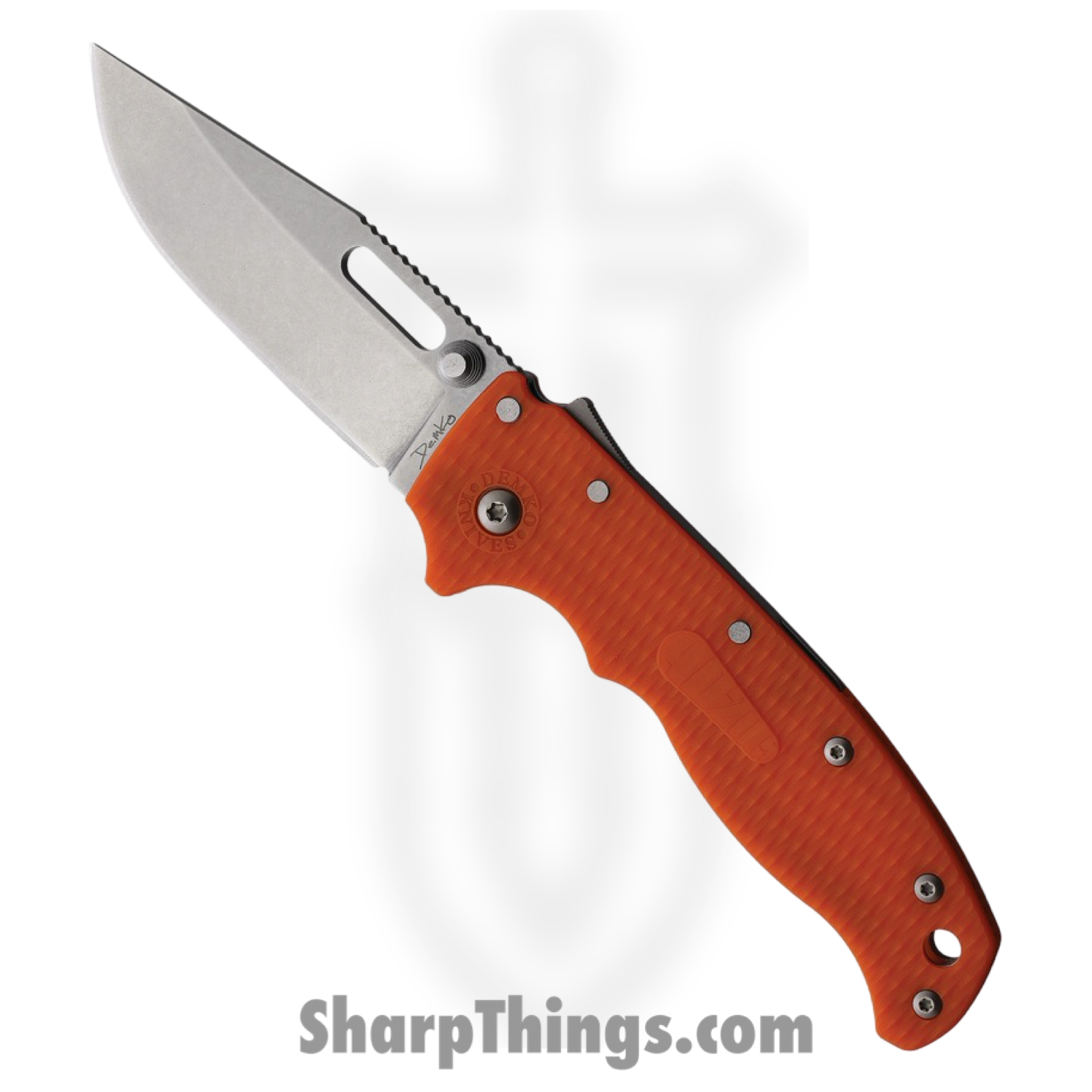 Demko Knives - DEMAD205F13 - AD 20.5 - Folding Knife - AUS-10A Stonewash Clip Point - Grivory - Red