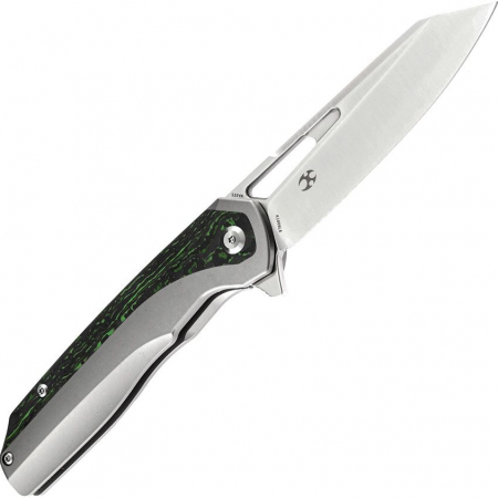 Kansept Knives – K1006L6 – Shard Framelock Satin Folding Knife – CPM S35VN Titanium Junglewear CF Inlay – Blue