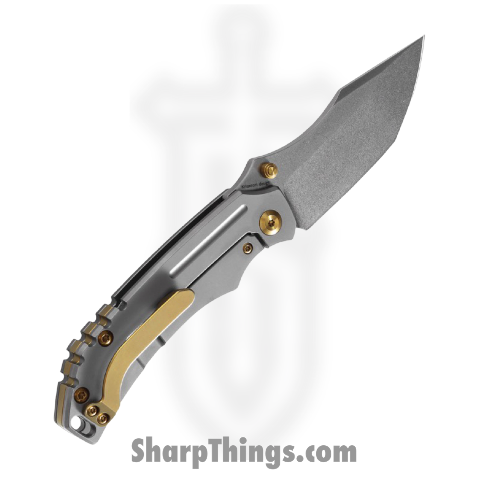 Kansept Knives -K1018A1 - Pelican EDC Framelock Modified Stonewash Tanto - S35VN Titanium - Grey - Image 2