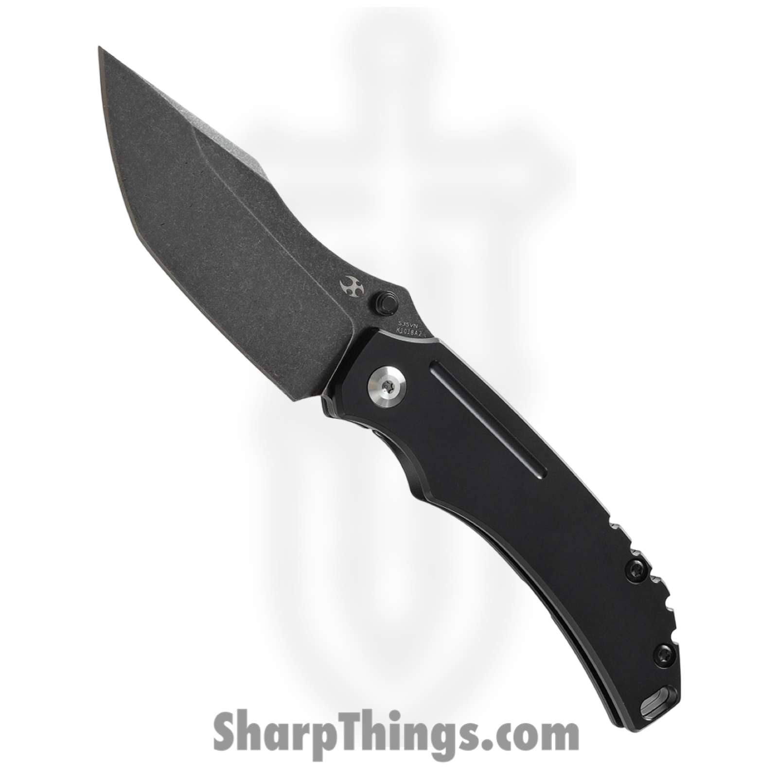 Kansept Knives - K1018A2 - Pelican EDC Framelock Stonewash Tanto Folding Knife - S35VN Titanium - Black